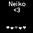 Pixelated text "Neiko" and emoticon '<3' above a of six heart icons with one grayed-out heart, displayed in two side-by-side frames