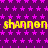 Purple background with repeating pink star pattern, yellow text 'shannon' repeated three times per across multiple