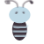 Animated sequence of a light blue insect with striped body showing expression changes and wing variations.