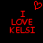 Red pixelated text 'I LOVE KELSI' on black background with red heart symbol above text, two identical frames side-by-side.
