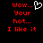 Red pixelated text on black background with white heart symbol, displaying 'Wow... Your hot... I like it' in two identical vertical