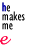 six showing text variations with changing letter colors and styles, including 'he makes me' in blue-gray and red script