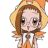 Pixelated anime-style character with orange hair and yellow hooded outfit on left, black background with white text "Anime IM" and signature on right in a 2x1 contact sheet layout.