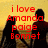 Red text on a yellow background with black silhouettes of people holding hands, displaying a message about loving Amanda, Paige, and Bonnet.