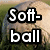 A four- shows a soft baseball with text changing : 'Soft-ball' in top-left, 'rox' in top-right, 'my' in bottom-left, and 'sox off' in bottom-right