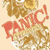 Pixelated red and brown text on a light beige background with scattered white speckles.
