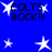 Blue background with white stars and black text reading "COLTS ROCK!!!" in multiple positions.