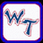 Pixelated icon with blue and pink gradient letters 'WT' inside a rounded square frame, white background.