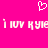 Pixelated pink background with white text reading 'i luv kyie' and a heart symbol above the text.