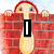 A pixelated character with red hair and a yellow nose peeks over a brick wall, displaying text changes across four