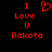 Red pixelated text and heart symbol on black background, with 'I Love U' above 'Dakota', one version showing a broken heart.