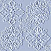Four identical snowflake-like patterns with intricate white and light blue filigree on a pale blue background, arranged in a grid layout.
