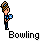 Pixel art animation of a person bowling, showing sequential motion from holding the ball to releasing it.