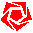 Four red pixelated spiral patterns on gray background, each with distinct corner and edge pixel arrangements.