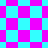 A static image of a checkered pattern with alternating cyan and magenta squares arranged in diagonal , forming a repeating geometric design