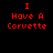 Four display red pixelated text "I Have A Corvette" on black and blue backgrounds with varying shades