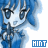 Blue and white cartoon character with long hair, closed eyes, and a smiling expression appears in repeated vertical with blue 'HINT' text boxes