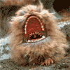 A 6-frame animated contact sheet showing a furry creature with an open mouth, displayed in a 3x2 grid layout.