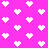 A static pattern of white pixelated hearts on a bright pink background with no visible text or animation.