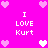 Pixelated pink background with white and light pink heart icons surrounding text reading "I LOVE Kurt" in white block letters.