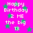 Pixelated birthday icon with green stars on pink background, displaying text 'Happy Birthday 2 ME the big 13' in white block letters.