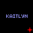 Pixelated text "KAITLYN" appears three times per across a black background, with red pixel symbols changing in each frame of the animation