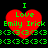 Red heart-shaped icon with green text reading "I Love Emily Irick" and repeating green symbols below, displayed in four identical on a black background