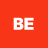 Red square background with white pixelated 'BE' text centered in the middle.
