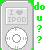 Pixelated static icon of a gray iPod-like device with