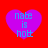 Four purple hearts on red background with blue text reading 'nate is hott' in pixelated font, each heart showing slight variation in shape and alignment.