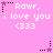 Pixelated pink background with repeated text and star symbols in white, brown, and purple.