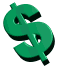 Green dollar sign icons in various 3D orientations on a gray background, with some appearing as rolled or folded shapes.