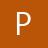White capital letter P on solid brown background, rendered in pixelated style with slight transparency effects.