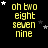 Yellow text 'oh two eight seven nine' on black background with white and gray stars, animated star positions across frames.