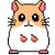 Three pixelated hamster icons with distinct color variations and expressions, each labeled below with red text.