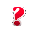 Red question mark and lowercase 's' icons with white outlines on gray background, showing animation frames with partial and full shapes.