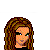 Pixel art buddy icon featuring a female character with brown hair and blue jeans holding a guitar, next to a partial view of another figure in a black shirt with red symbol playing a guitar above "Rock On!" text.