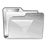 Pixelated grayscale folder icon with a white envelope symbol inside, rendered in low-resolution style.