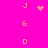 Pixelated icon with pink background showing repeated light orange letters J, S, D and a heart symbol in the center.