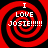 Four identical red and black spiral patterns with white text reading "I LOVE JOSIE!!!!!" arranged in a