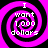 Four identical spiral patterns with alternating black and magenta rings, each containing white text reading "I want 1,000 dollars" in a pixelated font.