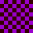 Purple and dark brown checkered pattern with two -like shapes on the right side