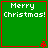 Green square with red border displays "Merry Christmas!" text and small red star at bottom-right corner.