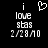 Black background with white pixelated text reading 'i love stas 2/28/10' and a heart symbol above 'i' on the left side, mirrored on the right side.