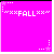 pink square icons with white text and decorative borders, showing sequential animation frames where additional words appear below 'FALL' in each frame