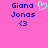 Pixelated text 'Giana Jonas' in blue on pink background with a light blue heart symbol above the name and a blue '<3' below it.