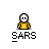 Animated contact sheet of a pixel art character in yellow shirt with white head, showing multiple frames including static poses and text bubbles like "HEY PAUL...", "BETTER CANCEL THAT", "TRIP TO CHINA.", "YEAH.", and "I'M SURE..." on gray background