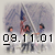 Pixelated image of a person in mid-air performing a flip with arms raised, set against a blurred background and overlaid with large black text reading '09.11.01'.