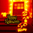 A pixelated image shows a red door with yellow trim, a green object on the floor, and orange-yellow flames surrounding it.