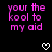 Pixelated pink text on black background with two white heart icons below, showing slight text misalignment between